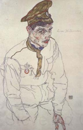 Egon Schiele Russian Prisoner of War (Grigori Kladjishuili) (mk12) Norge oil painting art